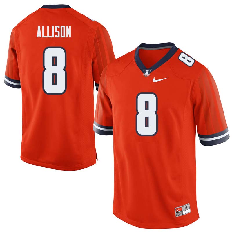 Men #8 Geronimo Allison Illinois Fighting Illini College Football Jerseys Sale-Orange